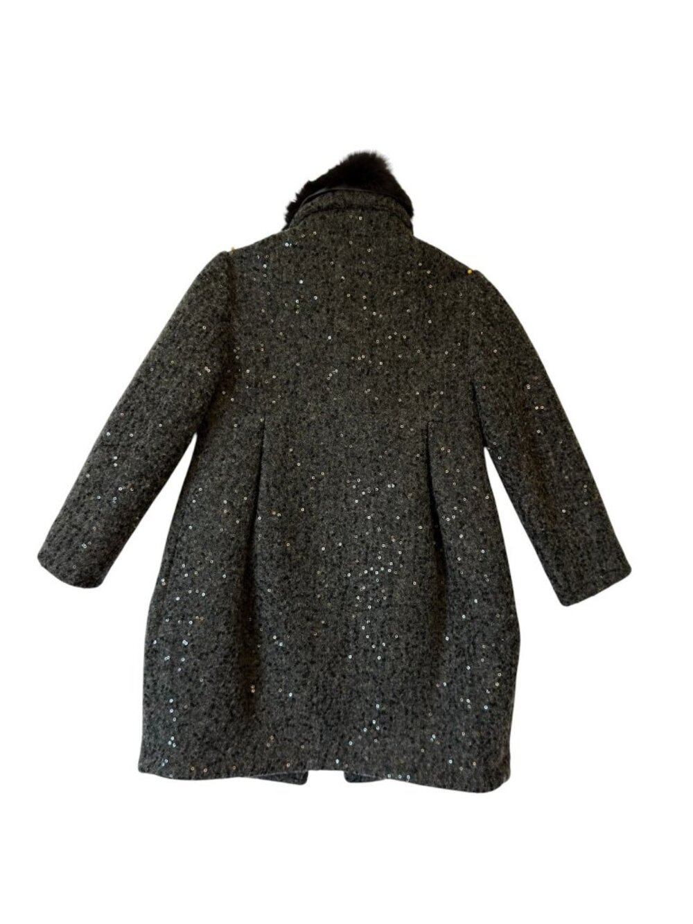 Blumarine Girls 3T Coat Wool Blend Black w Logo Detachable Faux Fur Collar Italy - Picture 8 of 16